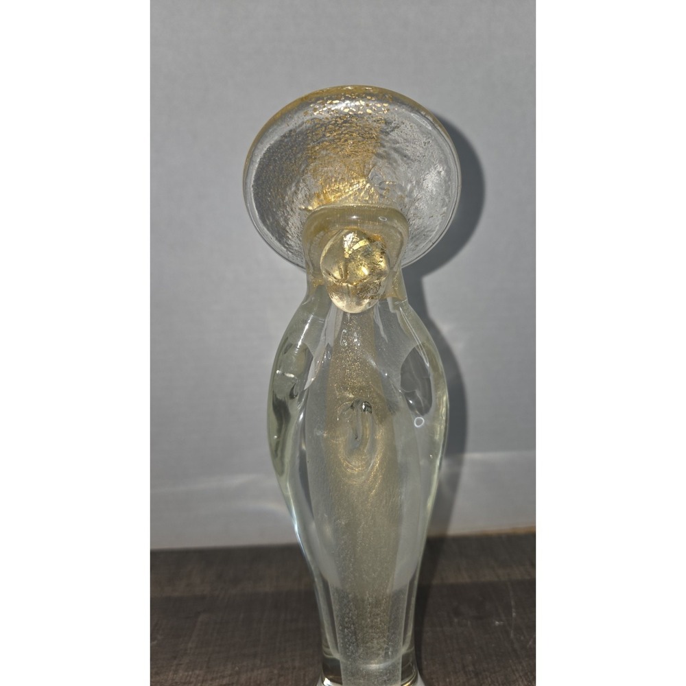 Italian Murano Gold Fleck Venetian Glass Madonna Figurine 11in Religious Art